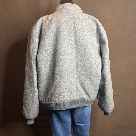 Vintage 1960s Wool Bomber Jacket Men’s L 42-44 Gray Red Lining Sherpa USA Made - Picture 4 of 16